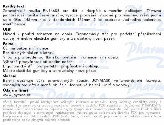 Joy Mask Rouška vel.S/M bílá 50ks