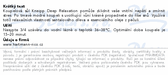 Kneipp Sůl do koupele Deep Relaxation 600g