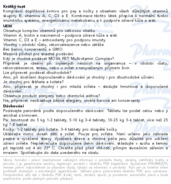 MOVit PET Multivitamin s příchutí masa tbl.100