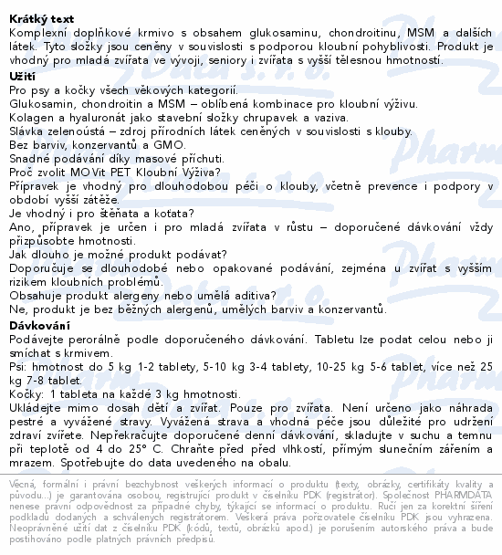 MOVit PET Kloubní Výživa s příchutí masa tbl.100