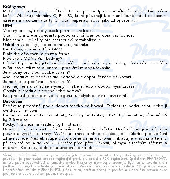 MOVit PET Péče o Ledviny s příchutí masa tbl.100