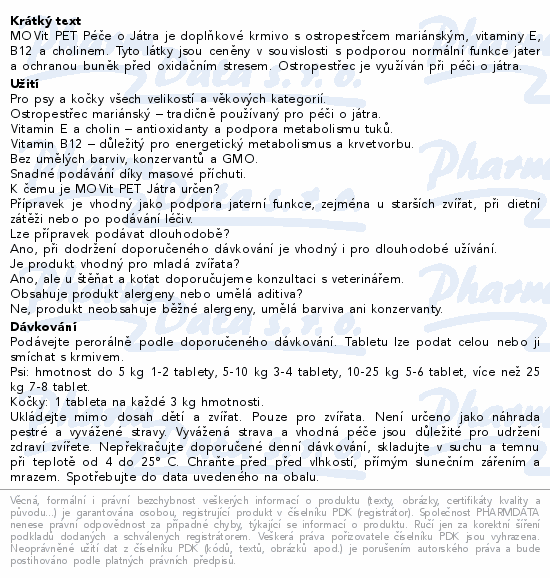 MOVit PET Péče o Játra s příchutí masa tbl.100