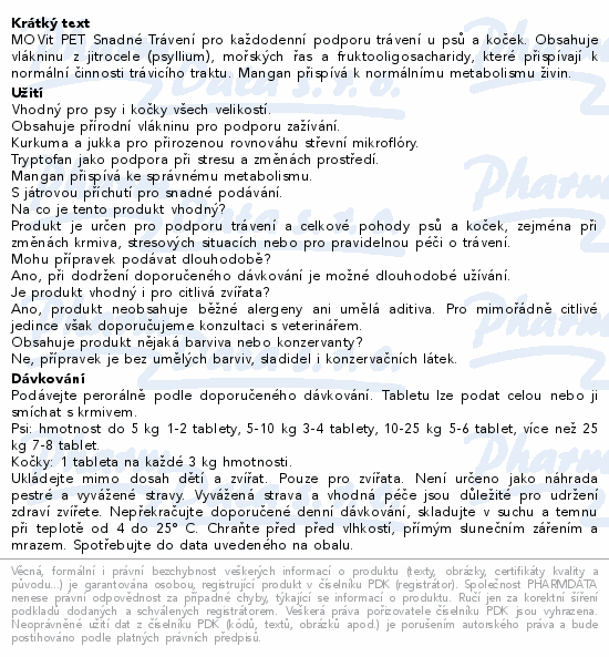 MOVit PET Snadné Trávení s příchutí masa tbl.100