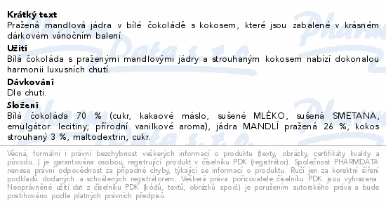 POEX Choco exclusive Mandle v bílé čoko.kokosu175g