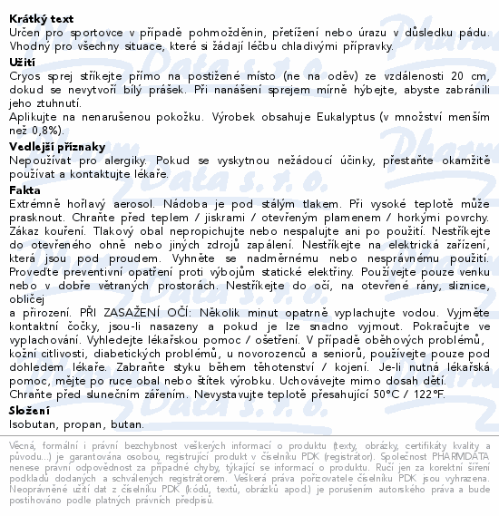 CRYOS spray se syntetickým ledem 400ml