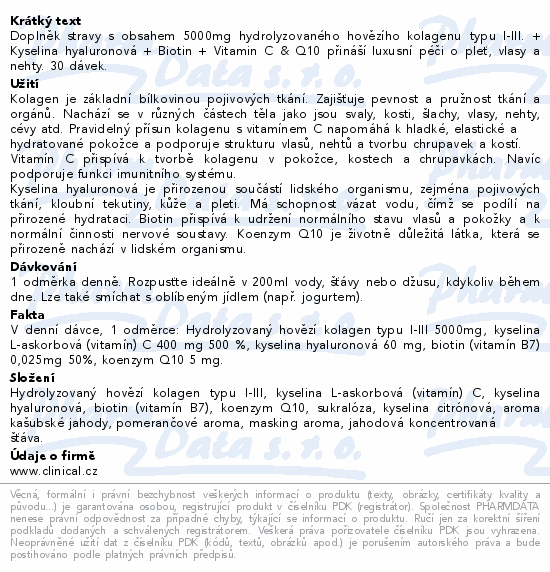 Clinical Collagen 5000mg+kys.Hyal.+vit.C&Q10 264g