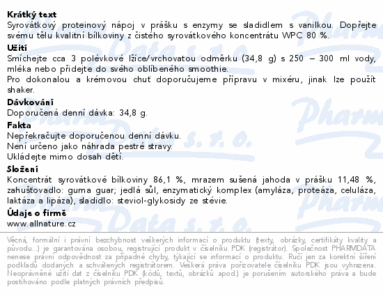 Allnature Sportlab WHEY Protein jahoda 500g