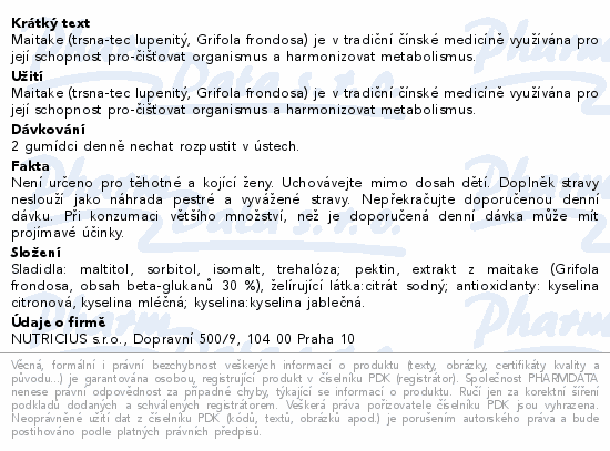 Maitake 500mg gummies 60ks