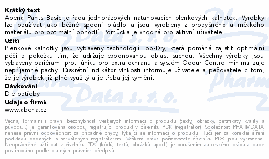 Inkont.navlék.kalhotky Abena Pants Basic L2 16ks