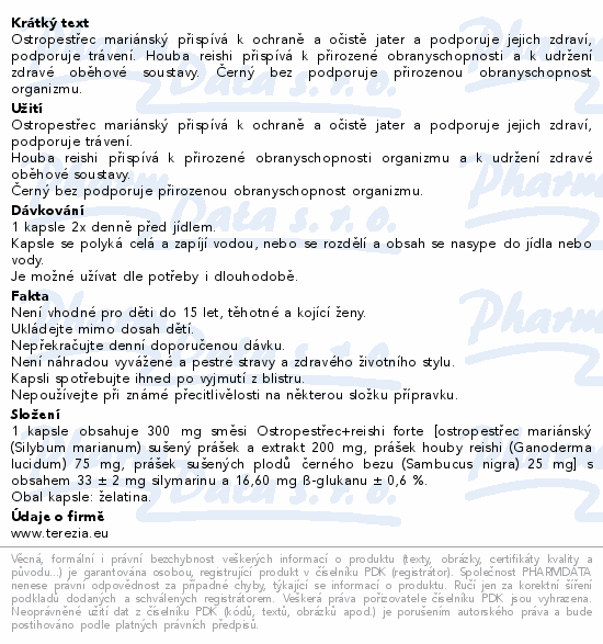 TEREZIA Ostropestřec+Reishi Forte cps.120