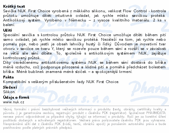 NUK First Choice savička vel.FLOW Control 6+m 2ks