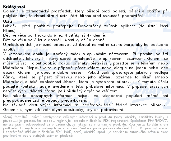 Aboca Golamir léčba bolesti v krku 30ml