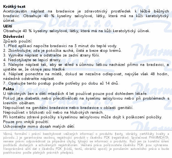 Acetocaustin náplast na bradavice 20ks