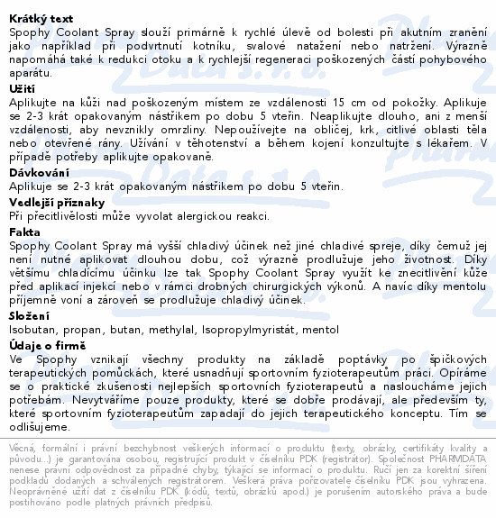 Spophy Coolant Spray ledový sprej 400ml