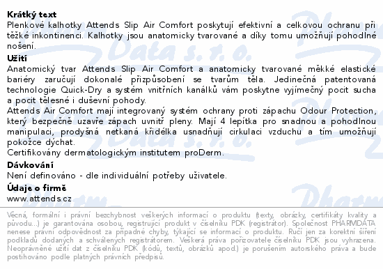 Kalhotky absorp.Attends Slip Air Comfort 9 XL 20ks