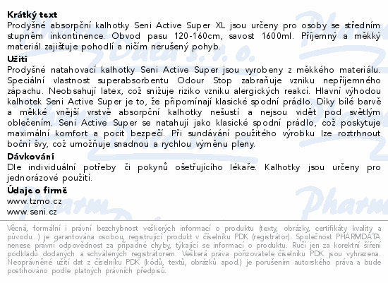 Seni Active Super Extra inkon.plen.kalhotky L 10ks