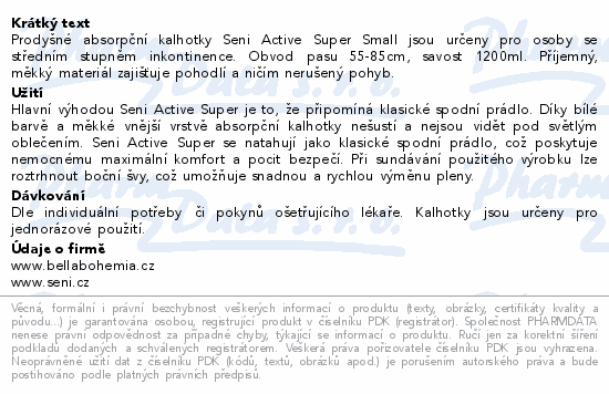 Seni Active Super inkon.plen.kalhotky S 10ks