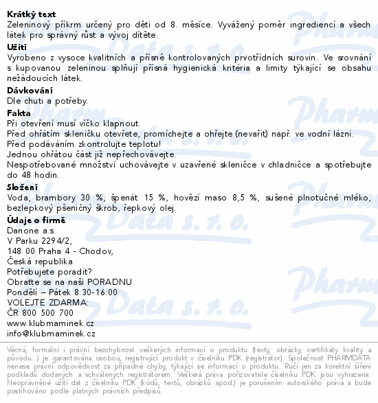 Hami Špenát s hovězím a brambory 200g 8m+