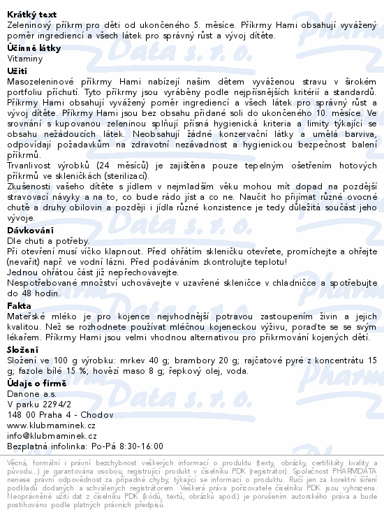 Hami Hovězí na zelenině 125g 6m+