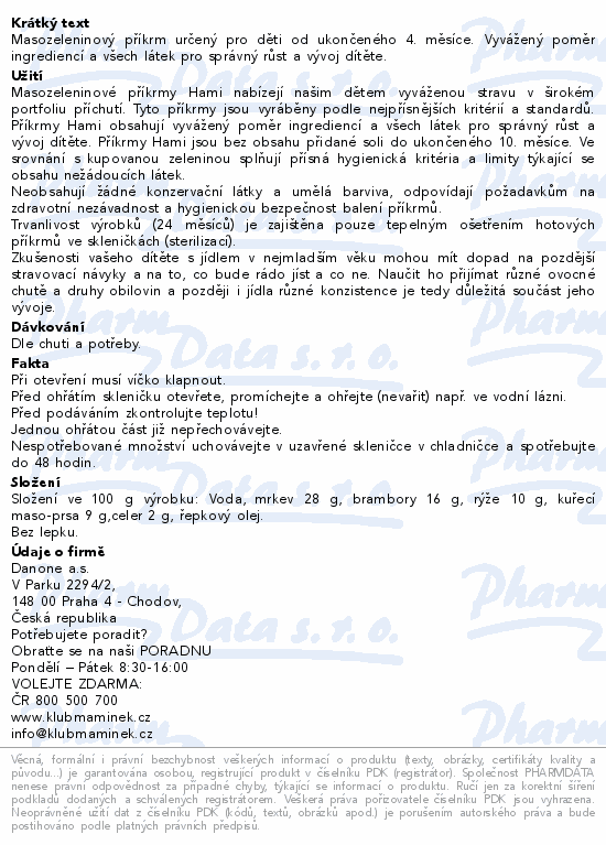 Hami Zelenina s kuřec.prsy první lžička 125g 4m+