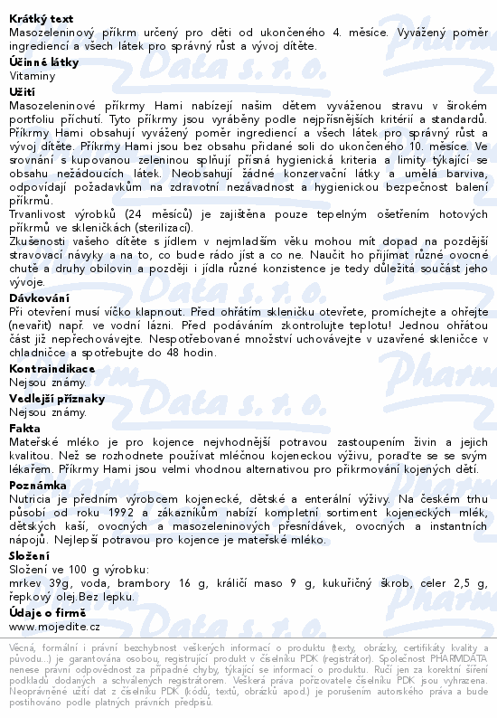 Hami Zelenina s králíkem první lžička 125g 4m+