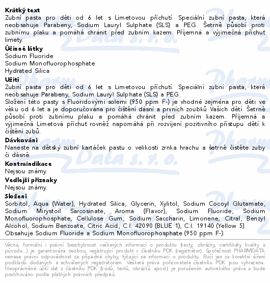 PRESIDENT zubní pasta děti 6+let limeta 50ml