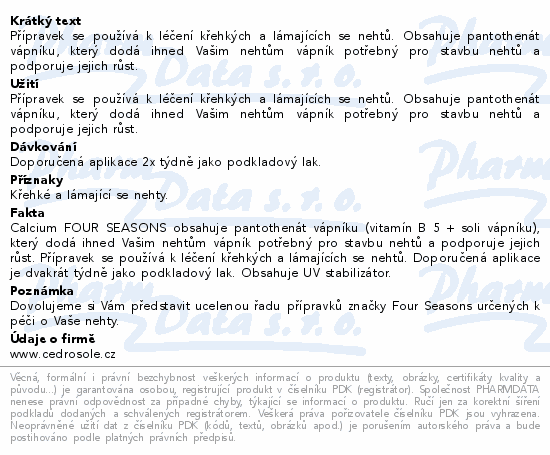 Four Seasons vápník pro nehty 14ml
