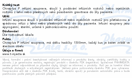 CHIRAPLUS P infúzní souprava
