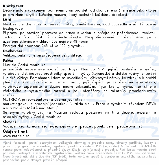 Hami Rýže s kuřetem a mrkví 200g 6m+