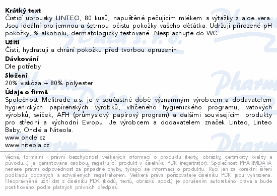 Linteo Baby Vlhčené ubrousky s Aloe vera 80ks