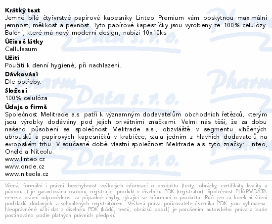 Linteo Papírové kapes.PREMIUM 4vrstvé bílé 10x10ks