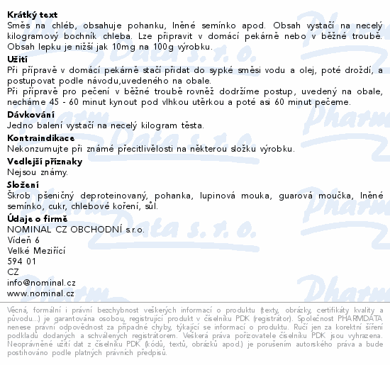 Nominal směs na chléb s pohankovou vlákninou 500g