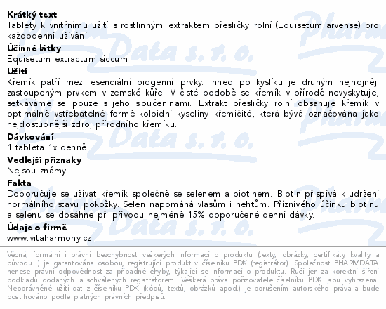 VitaHarmony Křemík 125mg tbl.90