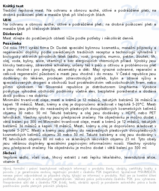 DR.DUDEK Řepíková mast tradiční 50 ml