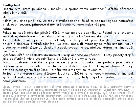 FIXAprotect pinzeta alfa na klíšťata