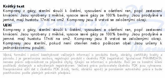 Gáza kompr.ster.Steriko 8 vrstev 5x5cm 25x2ks