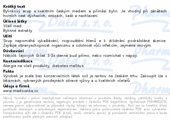 SIRUP BYLINKOVÝ na Kašel Extra silný s medem 325g