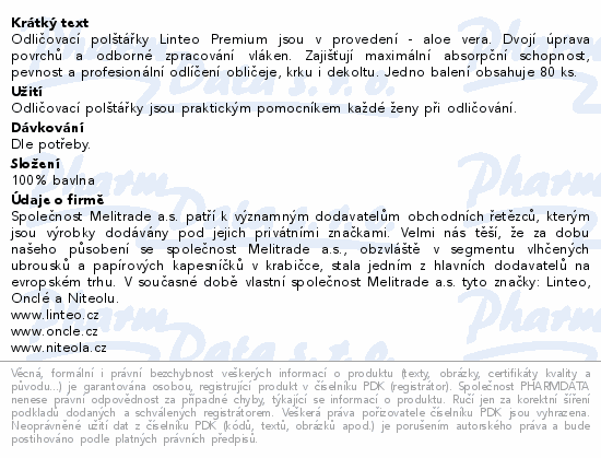 Linteo Vatové polštářky PREMIUM Aloe vera 80ks