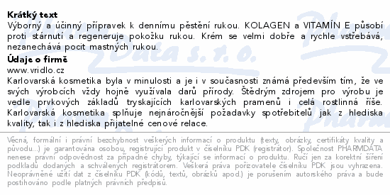 Kawea krém na ruce kanc.+kolag.+vit.E 80g