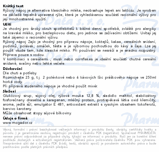 Rýžový nápoj Zajíc 400g