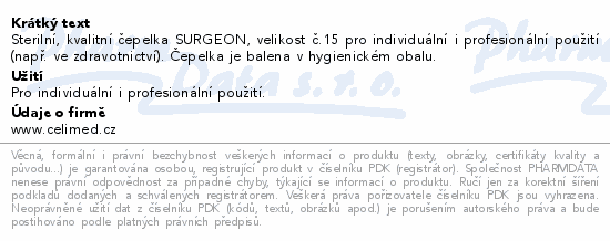Čepelka skalp.SURGEON č.15 sterilní 1ks