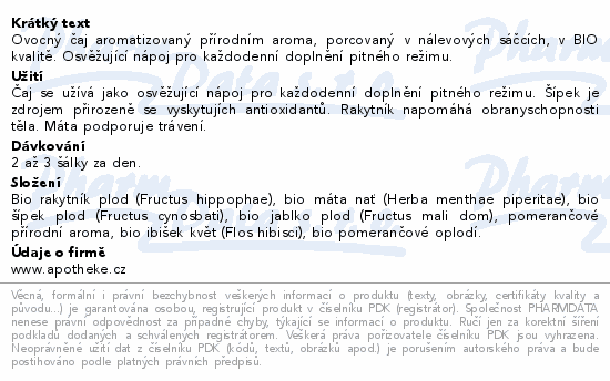 Apotheke BIO Rakytníkový máta pomeranč čaj20x1.8g