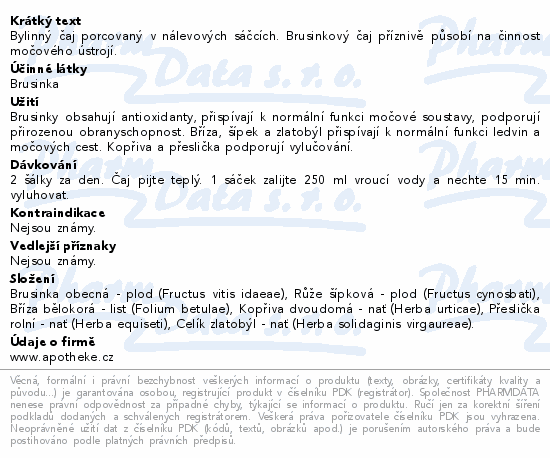 Apotheke Brusinkový močové cesty čaj 20x1.5g