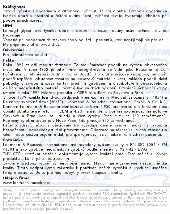 Vatové tyčinky s glycerinem Lemon-Swab 3x25ks