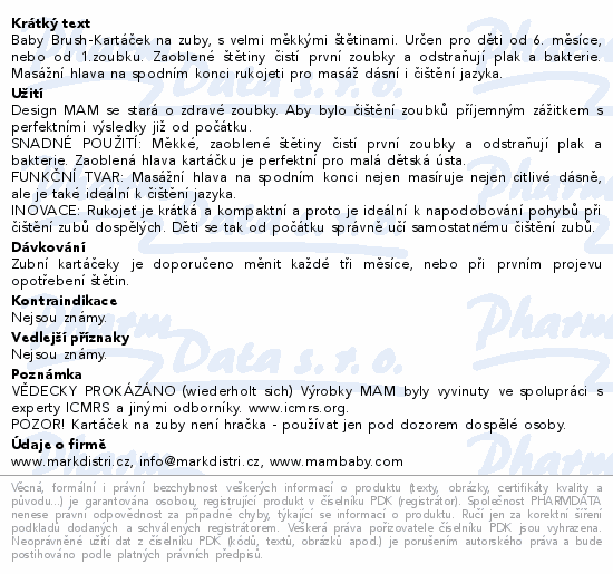 MAM Kartáček zubní Baby Brush 6+m 1ks