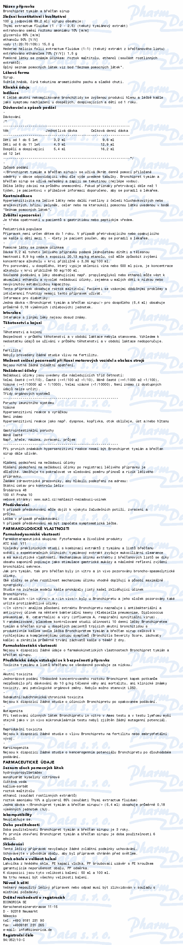 Bronchipret Tymián a Břečťan sir.1x50ml